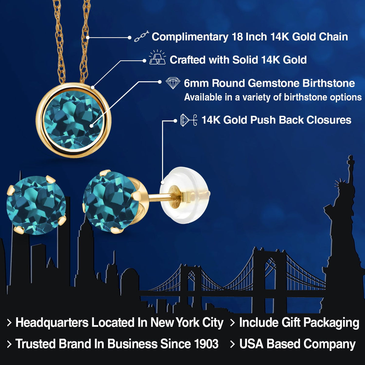 Pendant Earrings Set in 14K Yellow Gold