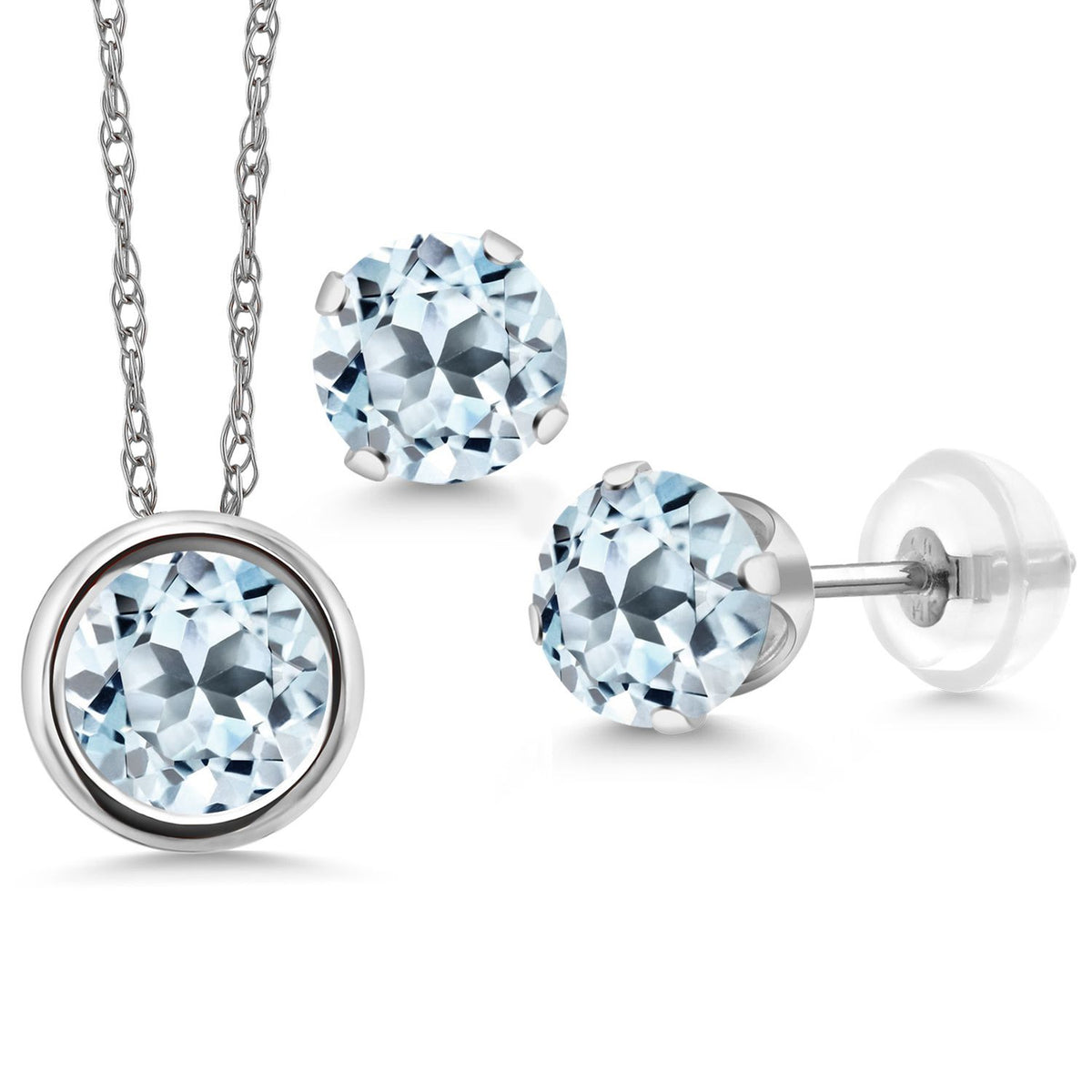 Pendant Earrings Set in 14K White Gold