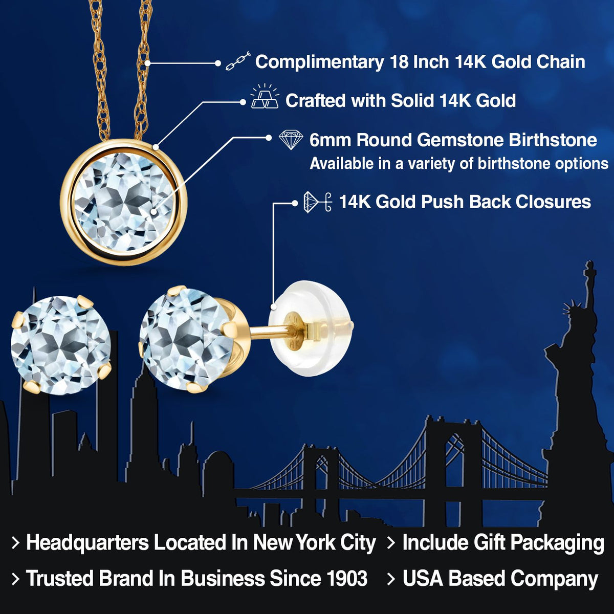 Pendant Earrings Set in 14K Yellow Gold
