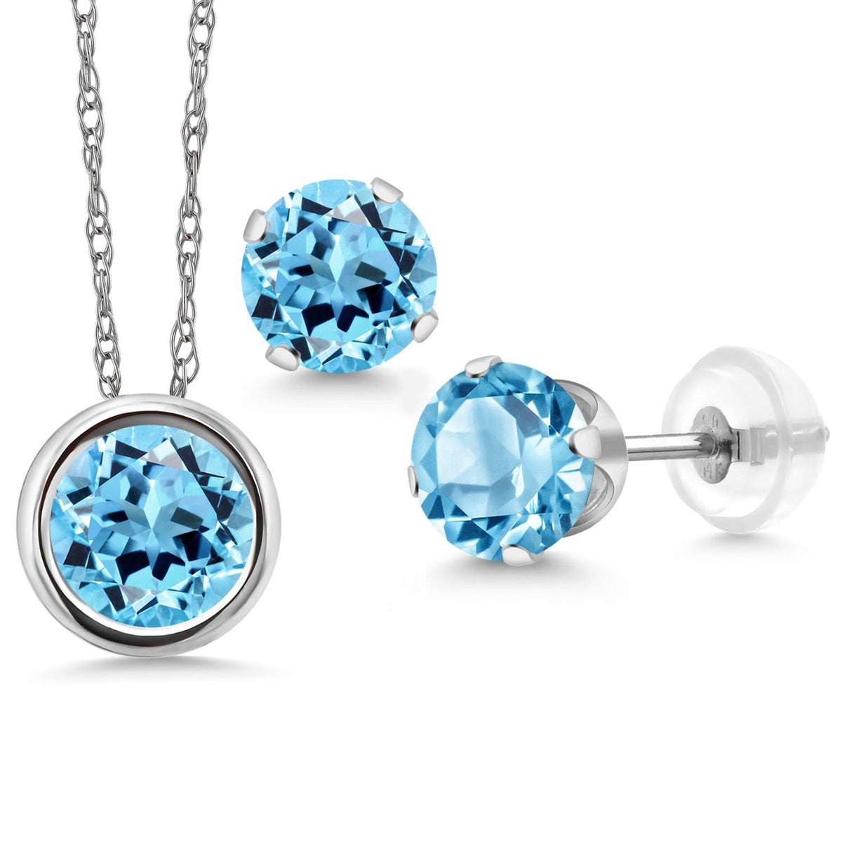 Pendant Earrings Set in 14K White Gold
