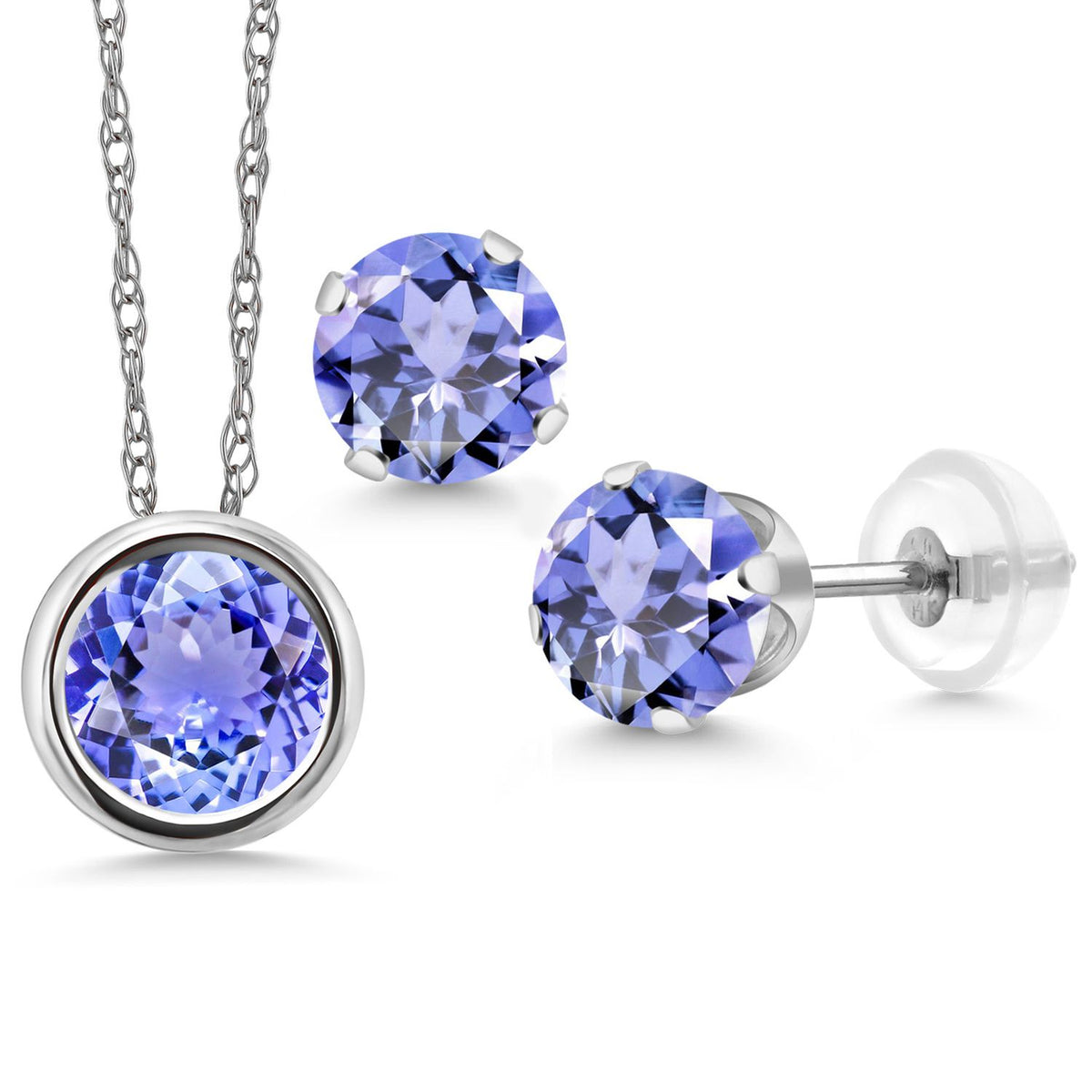 Pendant Earrings Set in 14K White Gold