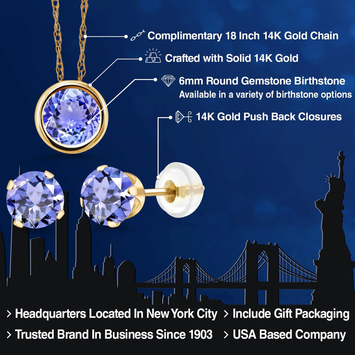 Pendant Earrings Set in 14K Yellow Gold