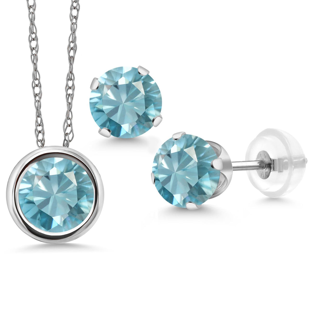 Pendant Earrings Set in 14K White Gold