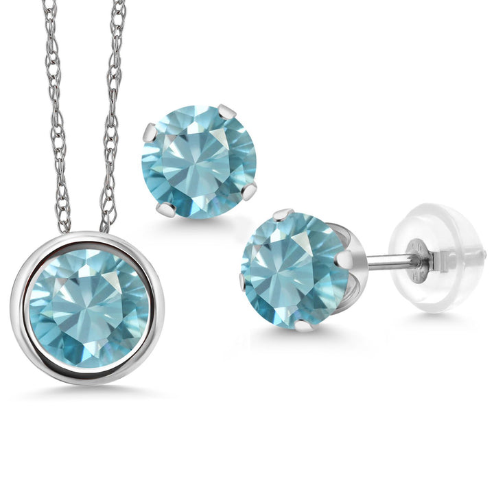 Pendant Earrings Set in 14K White Gold
