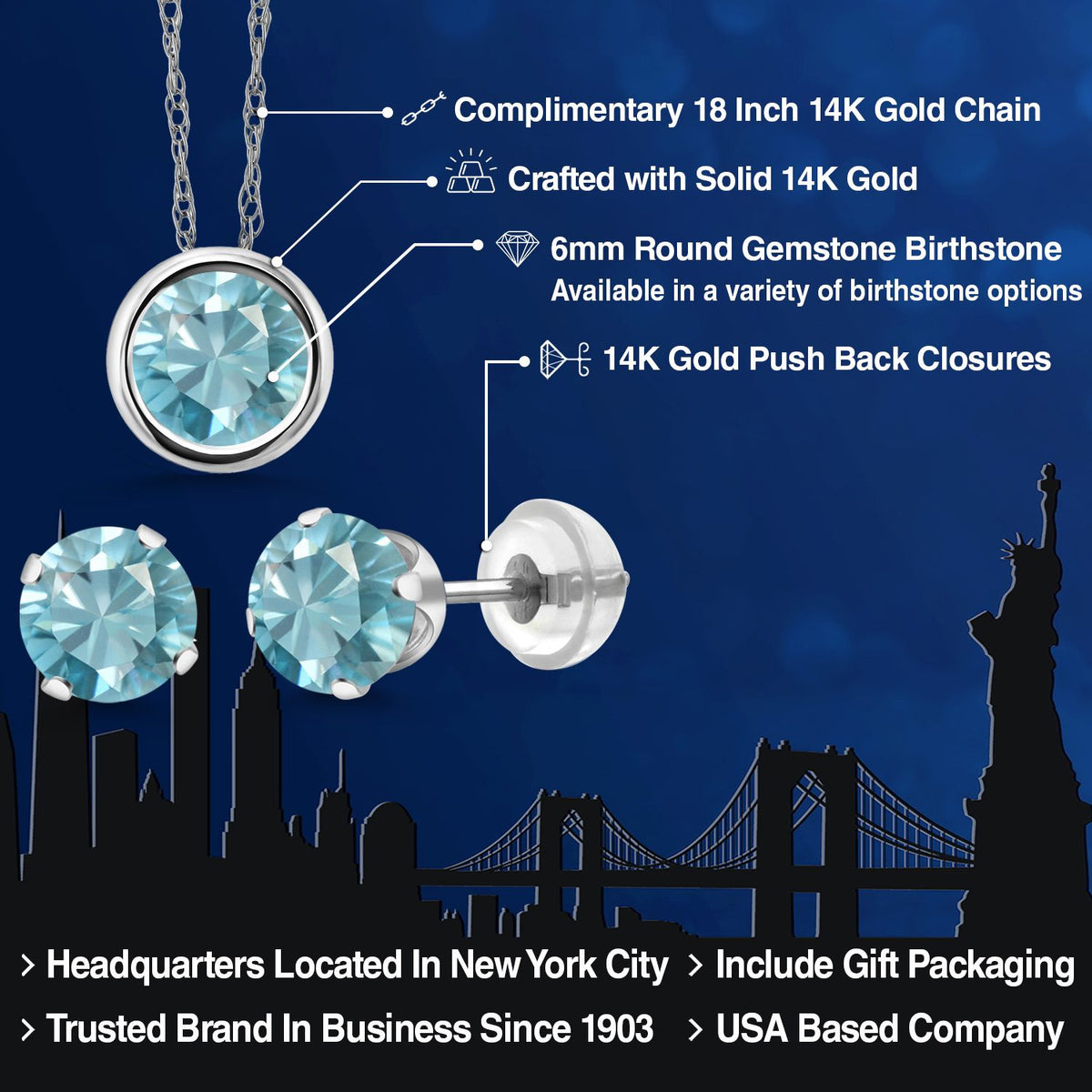 Pendant Earrings Set in 14K White Gold
