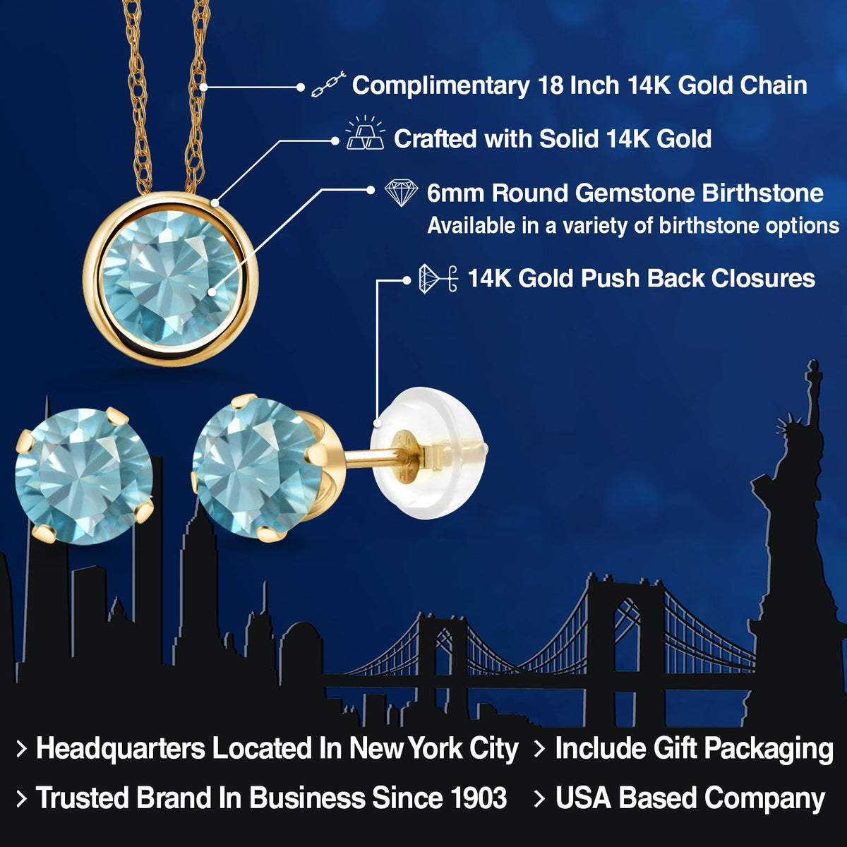 Pendant Earrings Set in 14K Yellow Gold