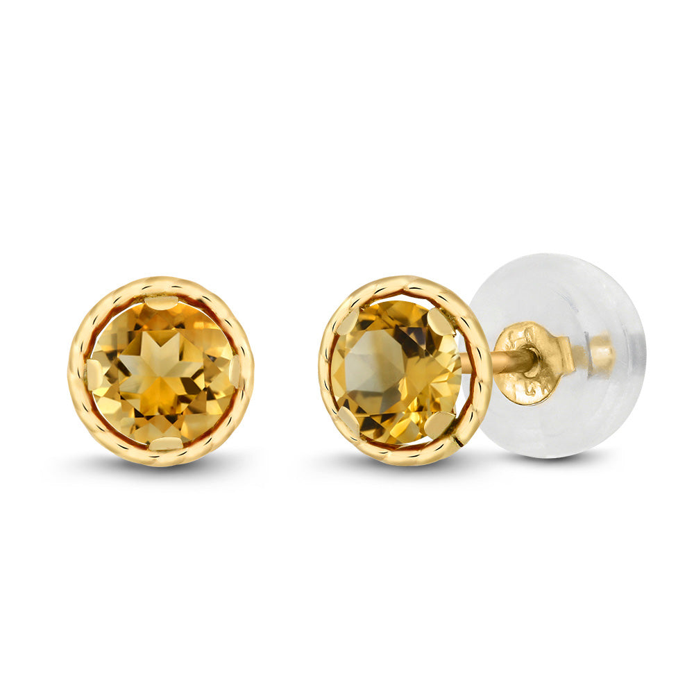 Gem Stone King 14K Yellow Gold Blue Tanzanite Stud Earrings for Women | 0.60 Cttw | Gemstone December Birthstone | Round 4MM