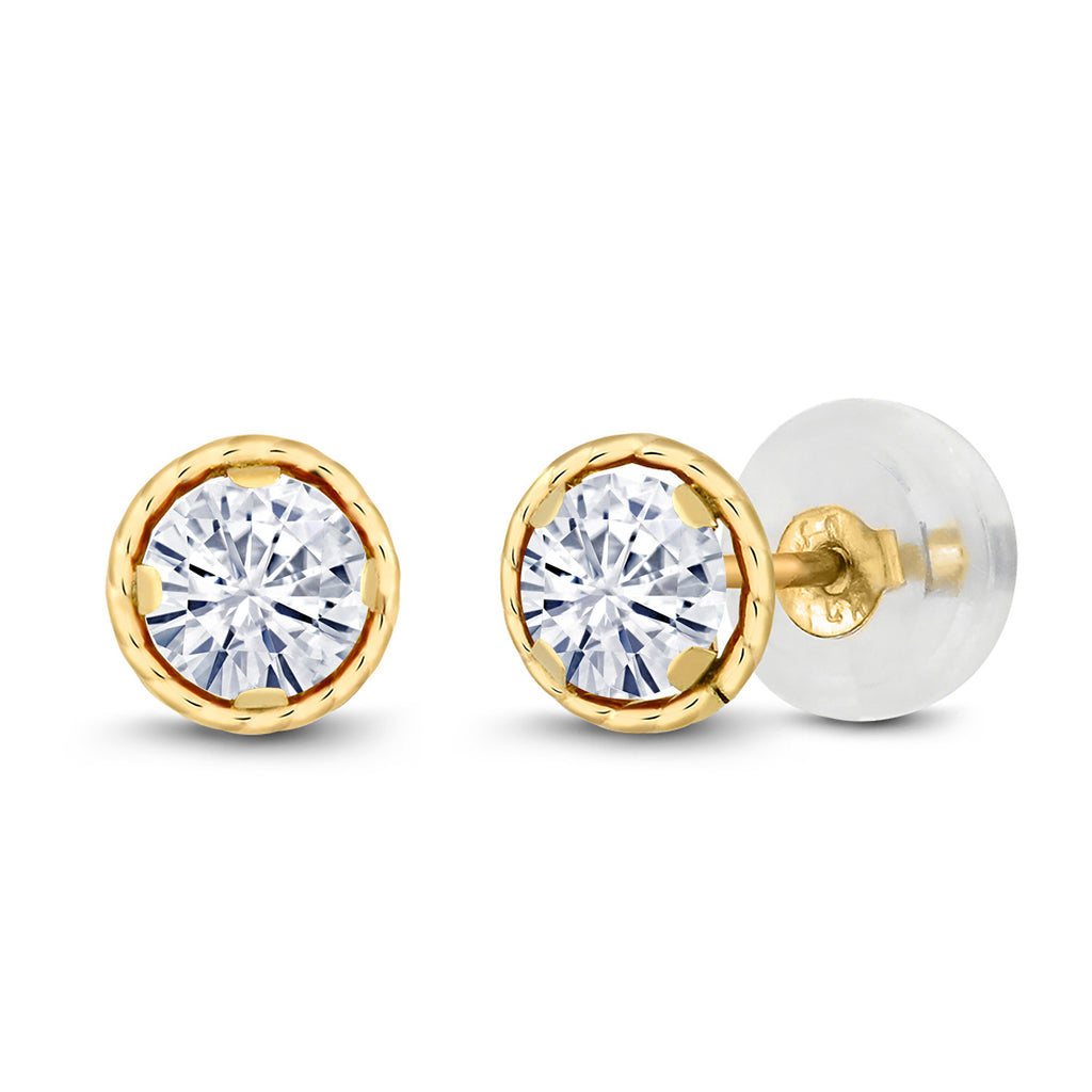 White Moissanite - April_Earrings in 14K Yellow Gold