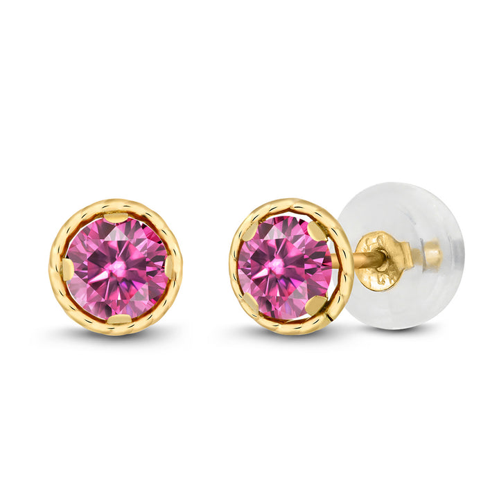 Pink Moissanite - April_Earrings in 14K Yellow Gold