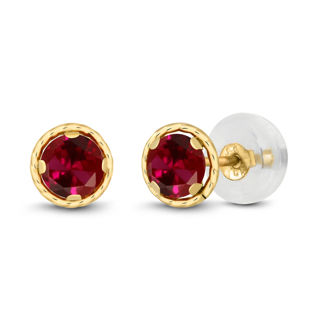Created Ruby - July_Earrings in 14K Yellow Gold