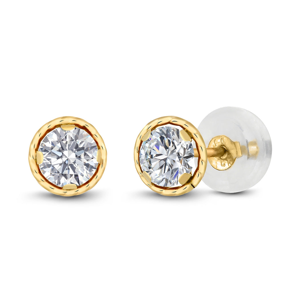 White Lab Grown Diamond - April_Earrings in 14K Yellow Gold