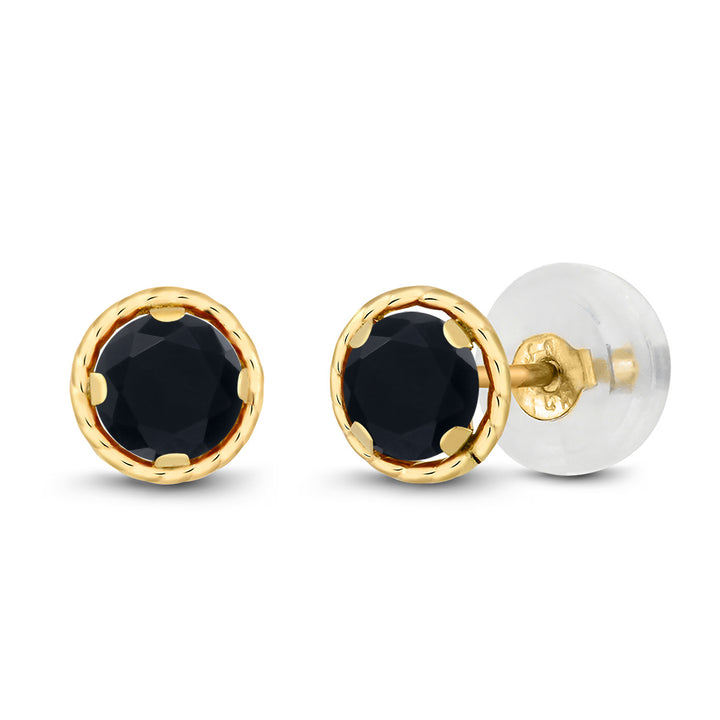 Gem Stone King 14K Yellow Gold Blue Tanzanite Stud Earrings for Women | 0.60 Cttw | Gemstone December Birthstone | Round 4MM
