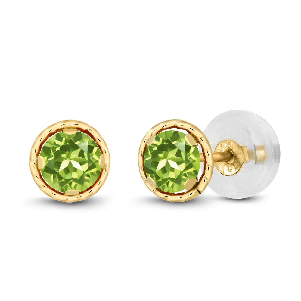 Gem Stone King 14K Yellow Gold Blue Tanzanite Stud Earrings for Women | 0.60 Cttw | Gemstone December Birthstone | Round 4MM