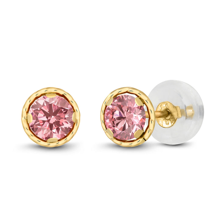 Gem Stone King 14K Yellow Gold Blue Tanzanite Stud Earrings for Women | 0.60 Cttw | Gemstone December Birthstone | Round 4MM