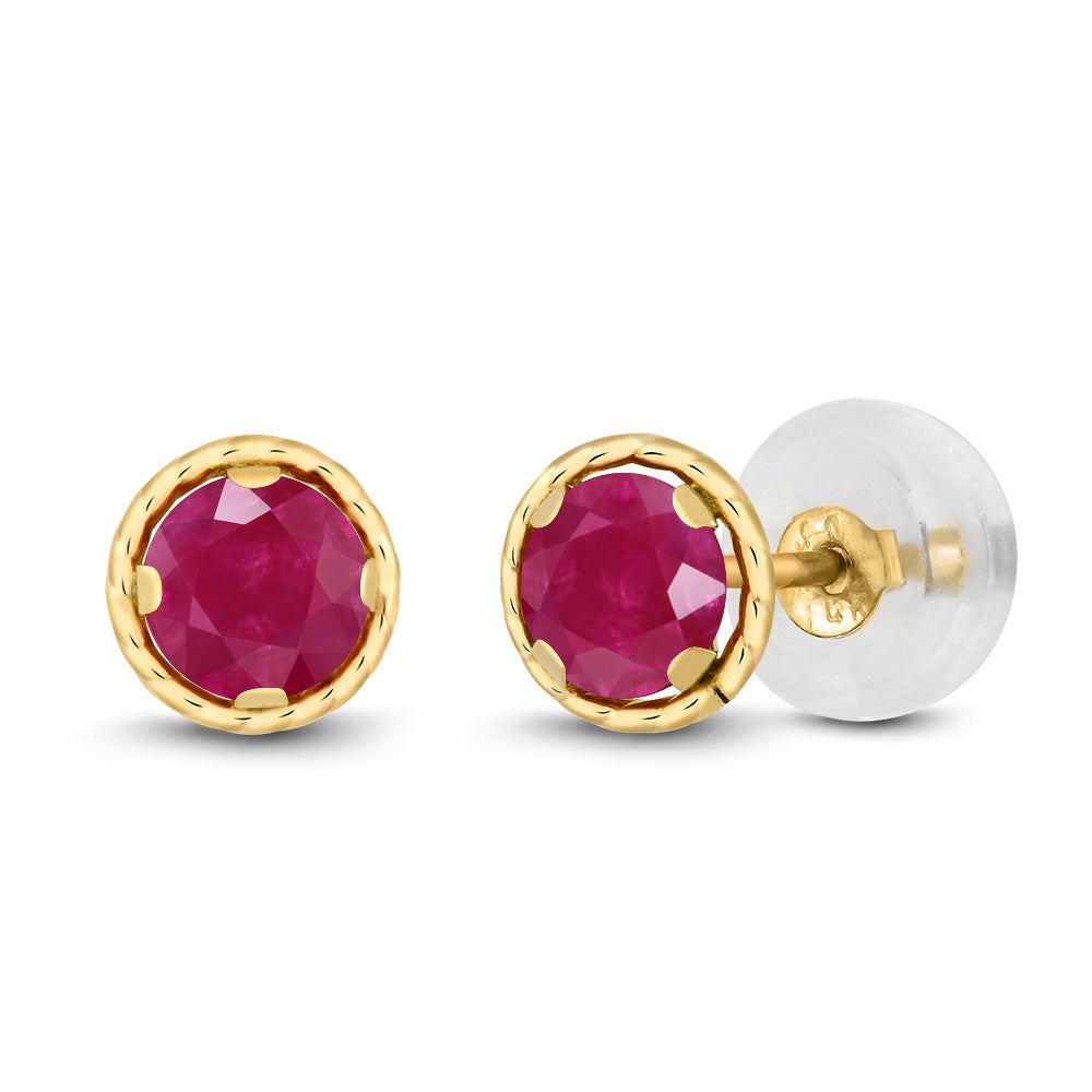 Ruby - July_Earrings in 14K Yellow Gold