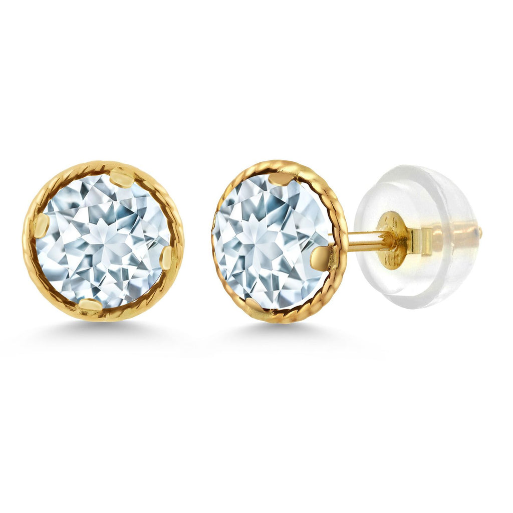 Aquamarine - March_Earrings in 14K Yellow Gold