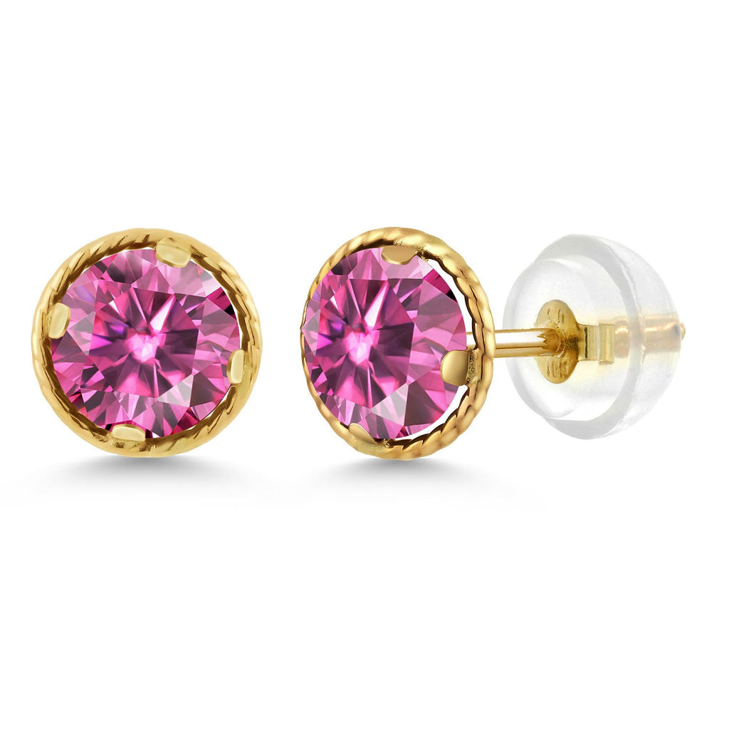 Gem Stone King 14K Yellow Gold Gemstone Birthstone Stud Earrings | Round 5MM | Gold Earrings For Women Men