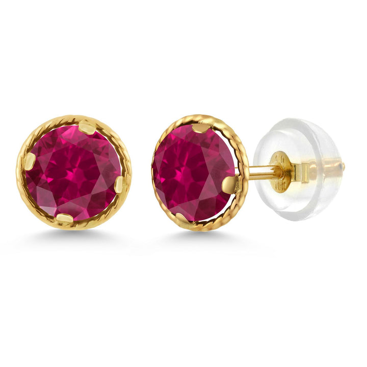 Gem Stone King 14K Yellow Gold Black Onyx Stud Earrings For Women Men (0.92 Cttw, Gemstone Birthstone, Round 5MM)