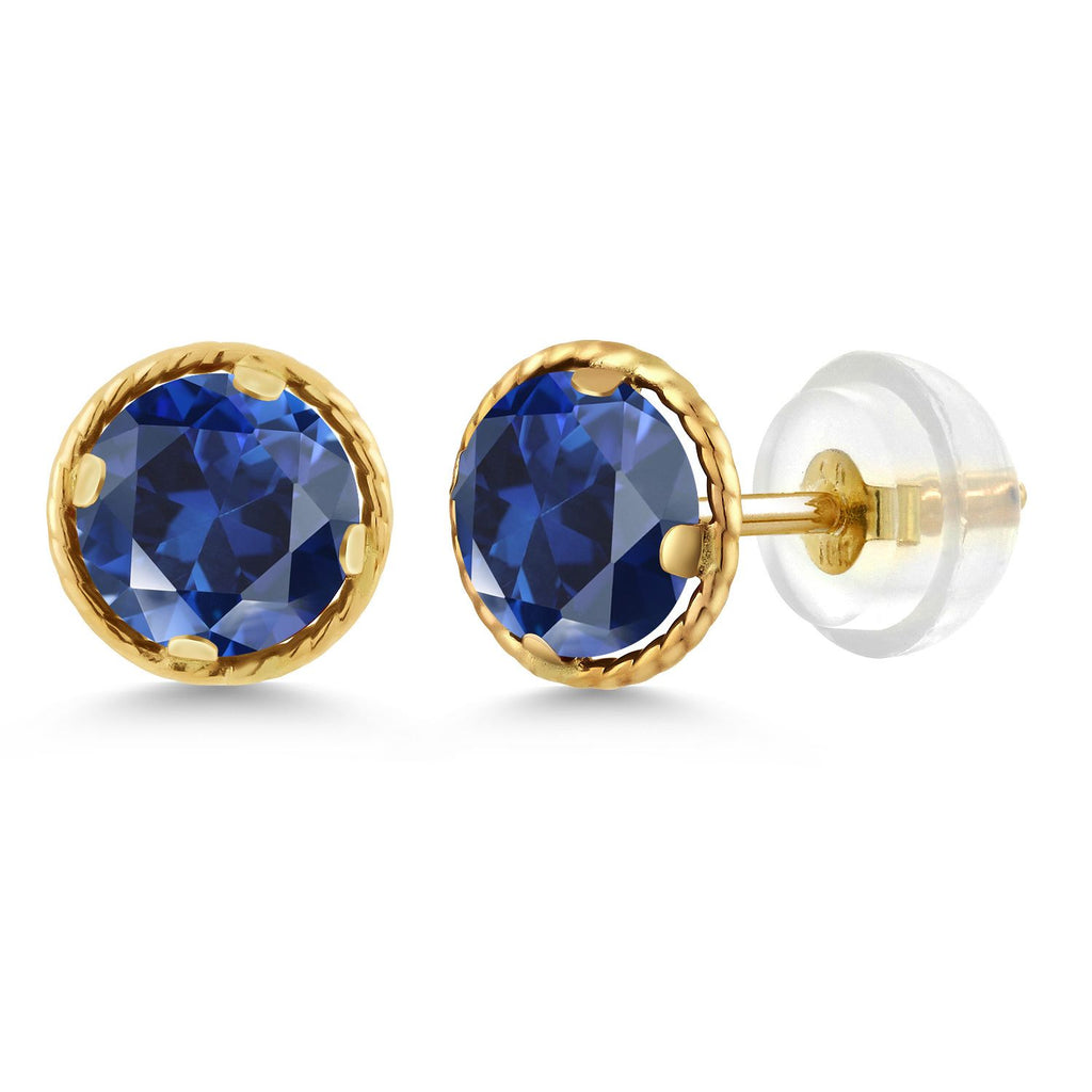 Created Sapphire - September_Earrings in 14K Yellow Gold