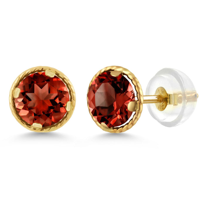 Gem Stone King 14K Yellow Gold Black Onyx Stud Earrings For Women Men (0.92 Cttw, Gemstone Birthstone, Round 5MM)