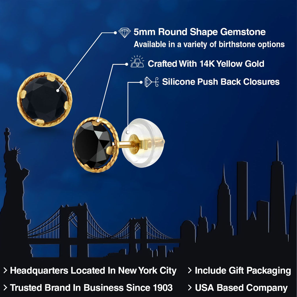Onyx - December_Earrings in 14K Yellow Gold