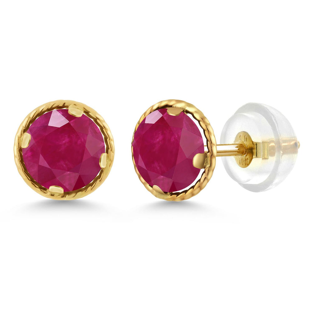 Ruby - July_Earrings in 14K Yellow Gold