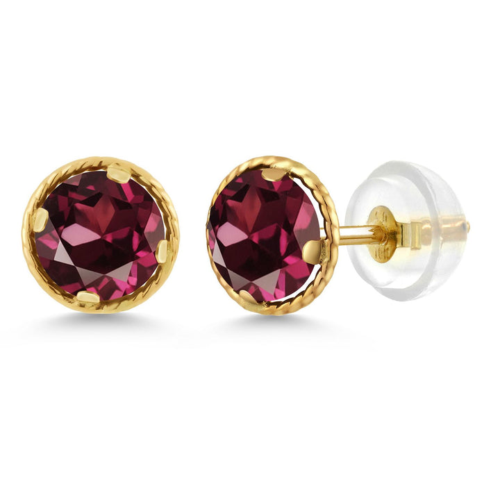Gem Stone King 14K Yellow Gold Black Onyx Stud Earrings For Women Men (0.92 Cttw, Gemstone Birthstone, Round 5MM)