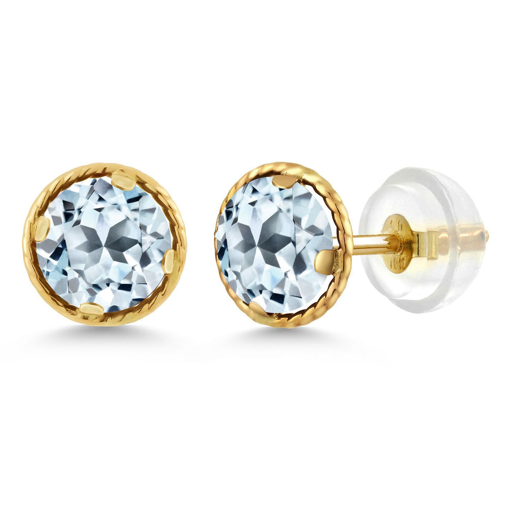 Sky Blue Topaz - November_Earrings in 14K Yellow Gold