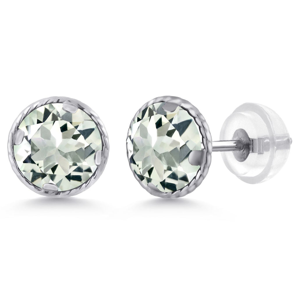 Prasiolite_14K White Gold_Earrings in 14K White Gold