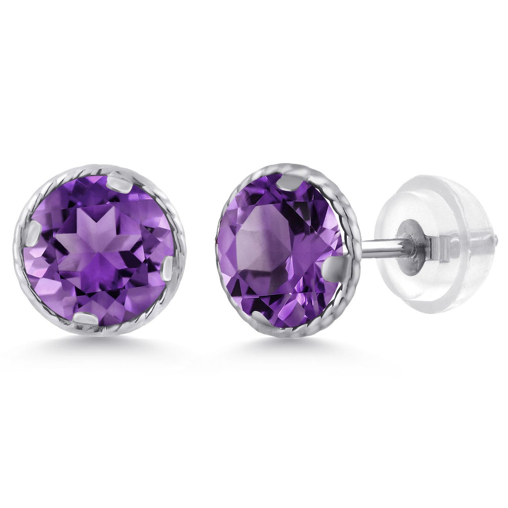 Amethyst - February_14K White Gold_Earrings in 14K White Gold