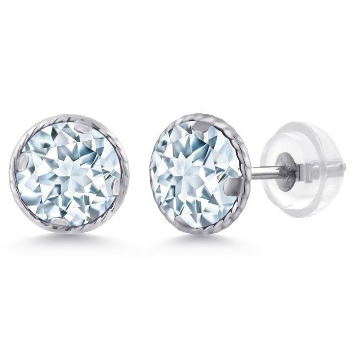 Aquamarine - March_14K White Gold_Earrings in 14K White Gold