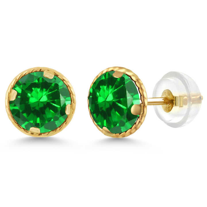Created Emerald - May_14K Yellow Gold_Earrings in 14K Yellow Gold