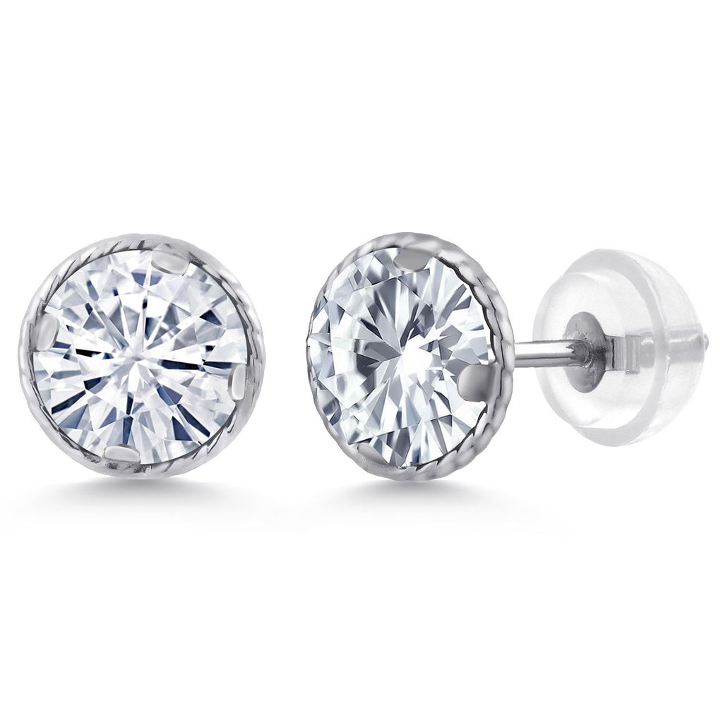 White Moissanite - April_14K White Gold_Earrings in 14K White Gold