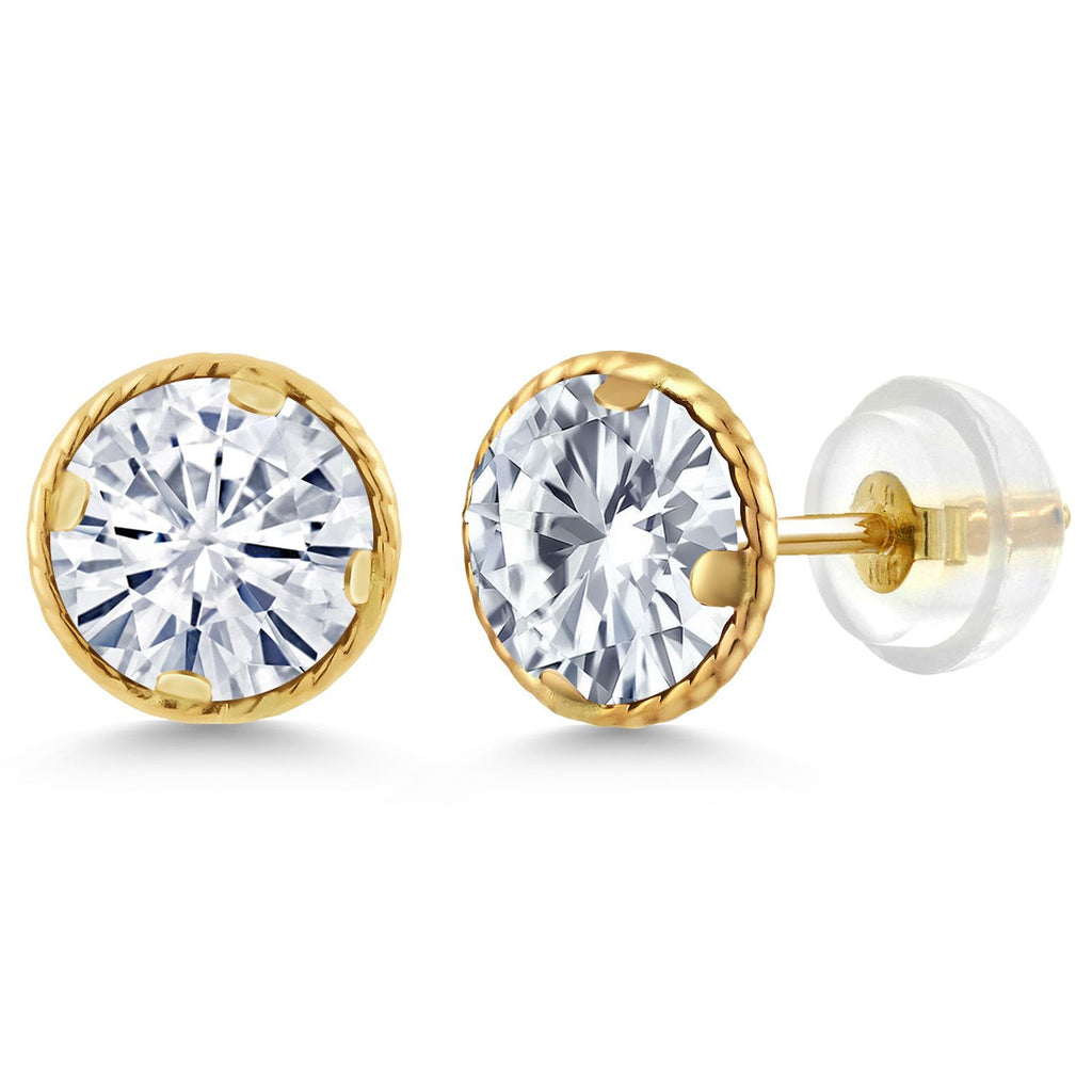 White Moissanite - April_14K Yellow Gold_Earrings in 14K Yellow Gold