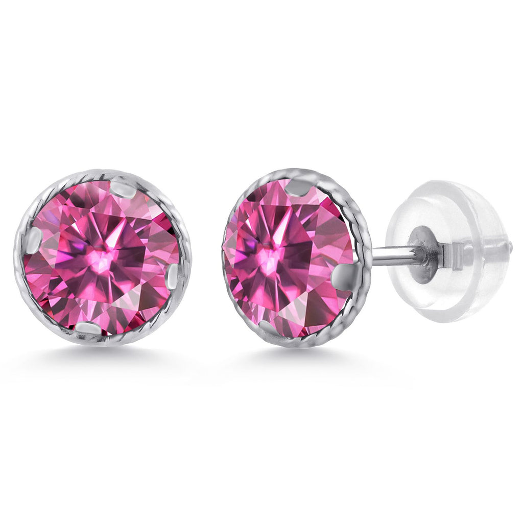 Pink Moissanite - April_14K White Gold_Earrings in 14K White Gold
