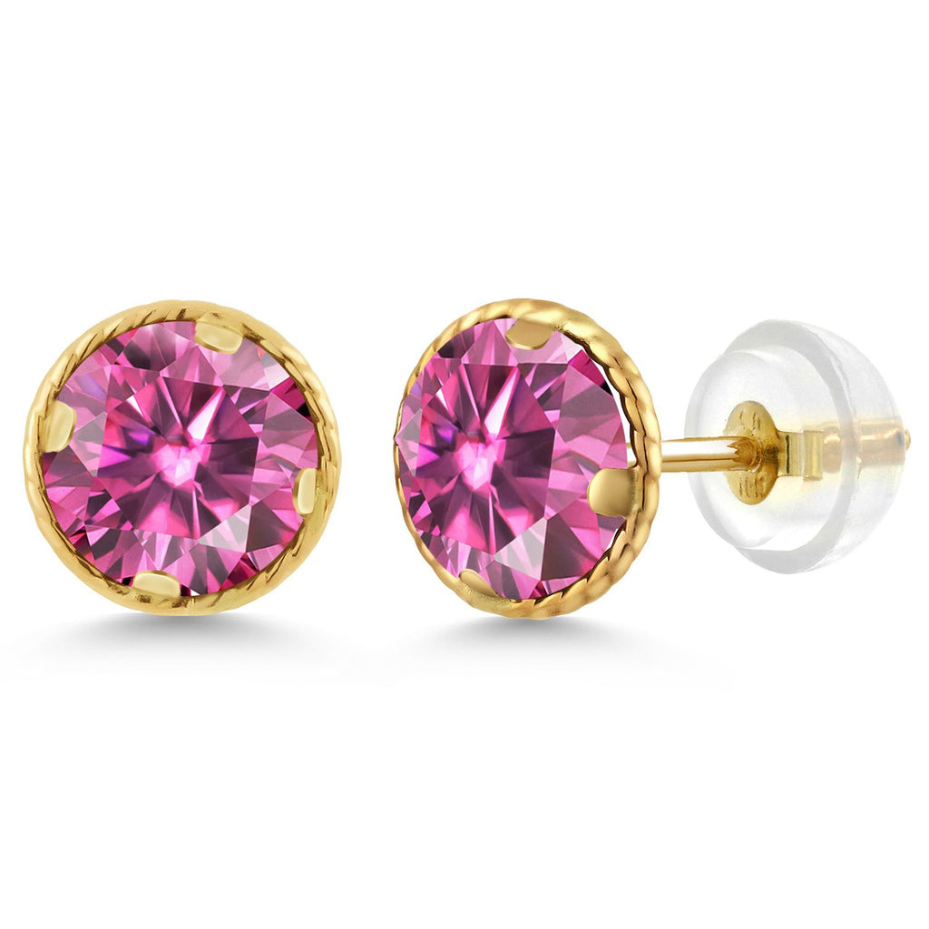 Pink Moissanite - April_14K Yellow Gold_Earrings in 14K Yellow Gold