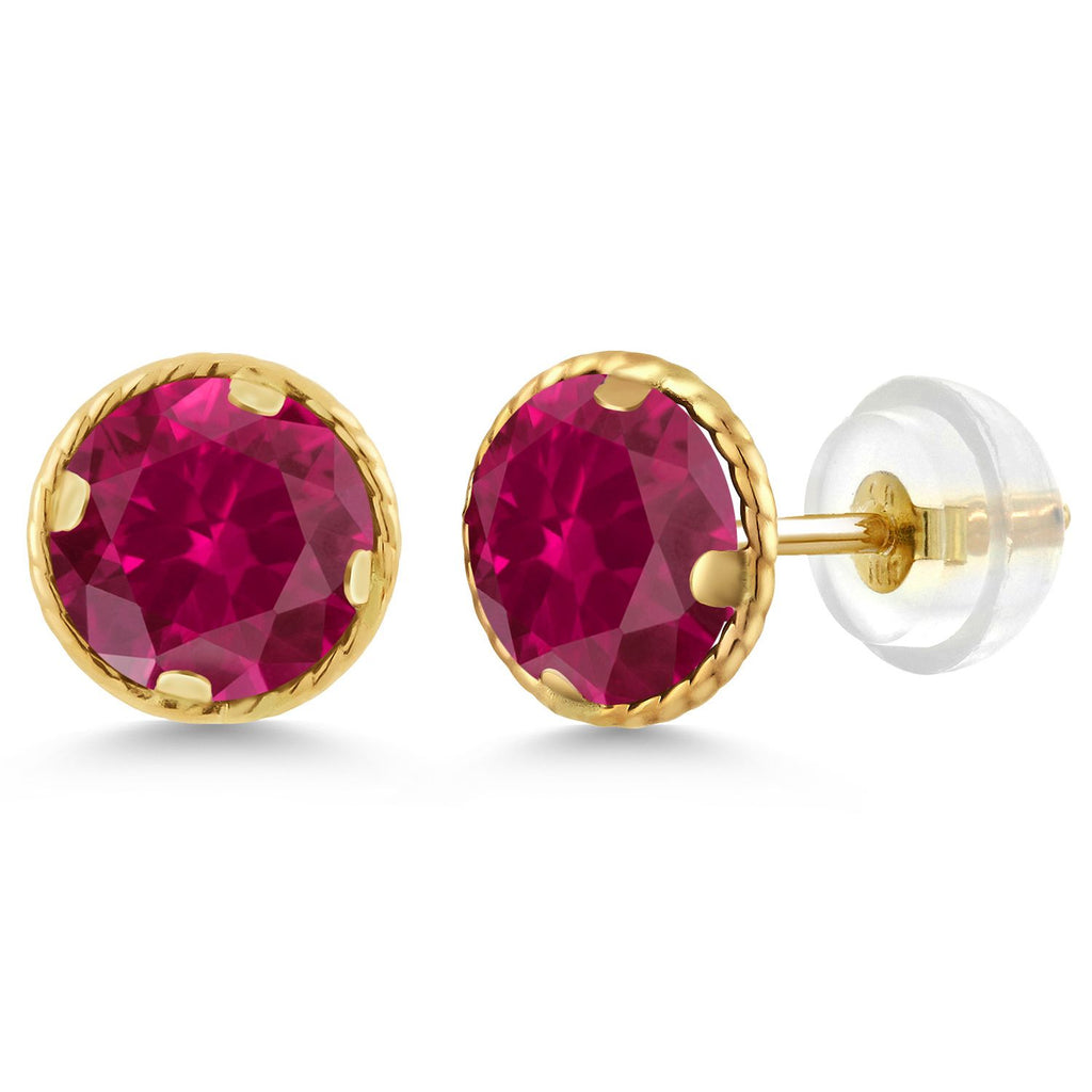 Created Ruby - July_14K Yellow Gold_Earrings in 14K Yellow Gold