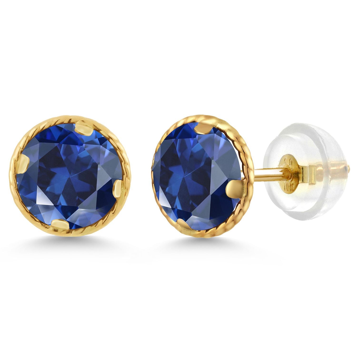 Blue Created Sapphire - September_14K Yellow Gold_Earrings in 14K Yellow Gold