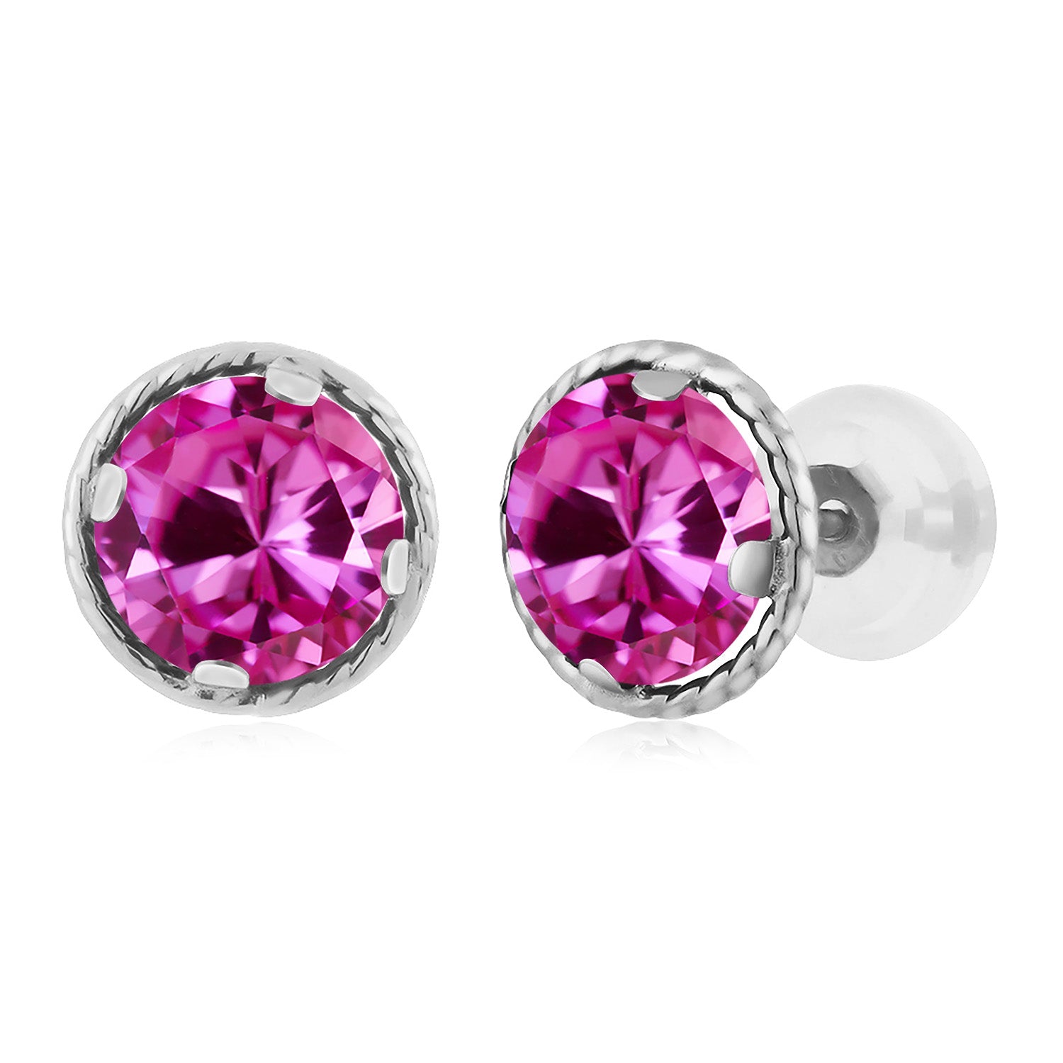 Pink Created Sapphire - September_14K White Gold