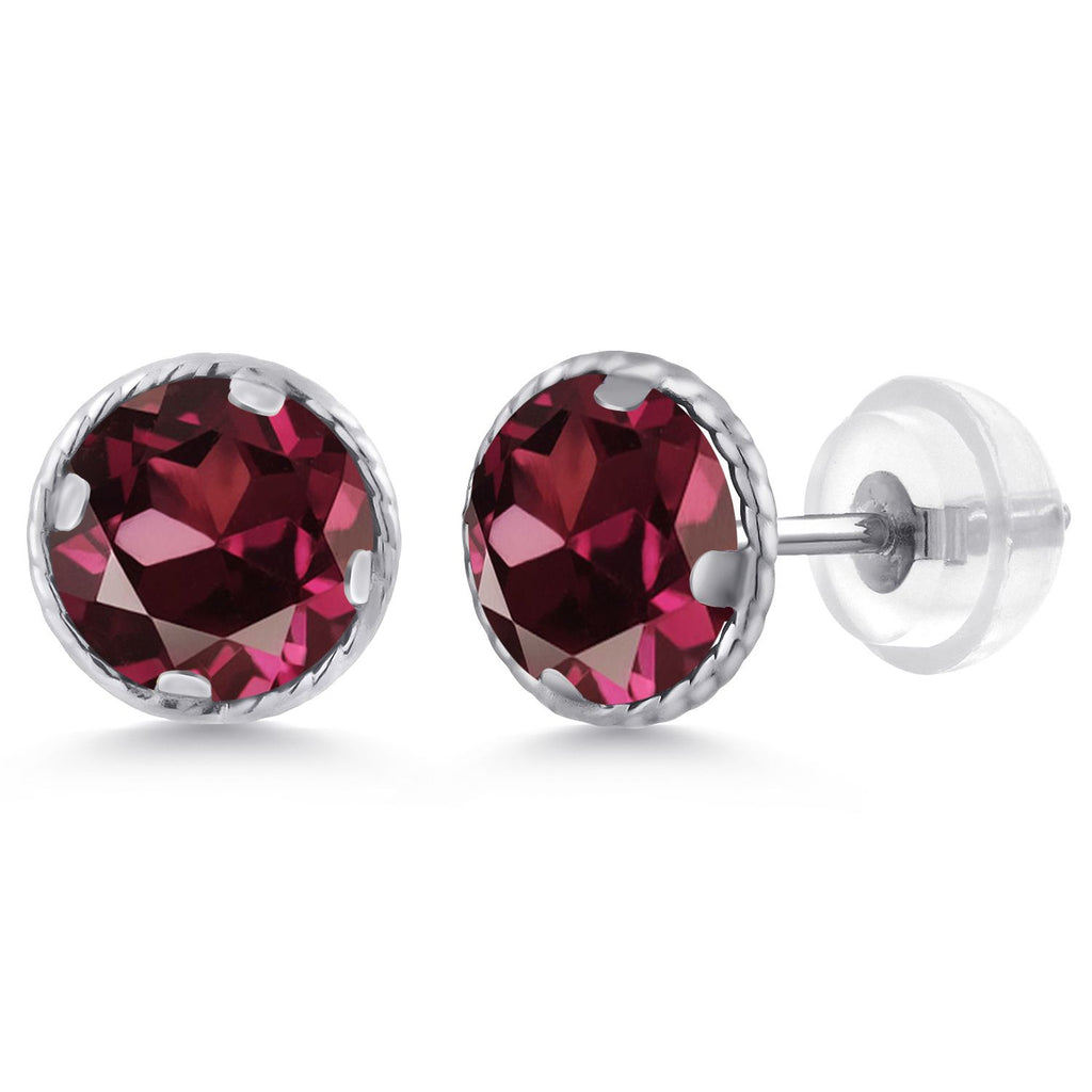 Rhodolite Garnet_14K White Gold_Earrings in 14K White Gold