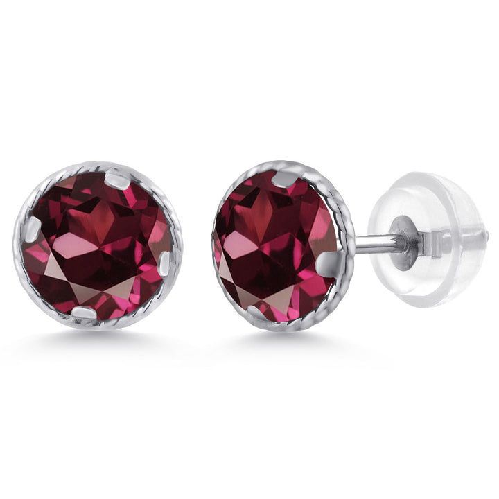 Rhodolite Garnet_14K White Gold_Earrings in 14K White Gold