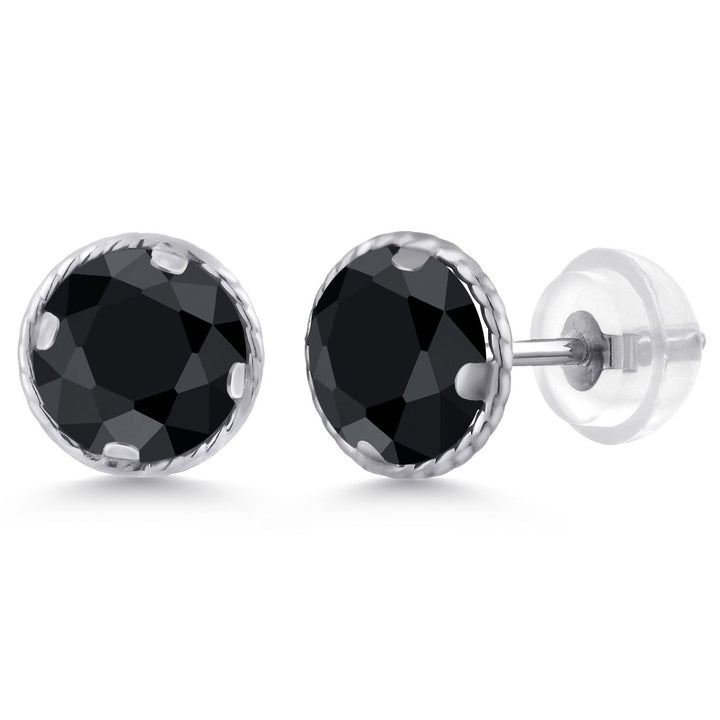 Black Sapphire - September_14K White Gold_Earrings in 14K White Gold