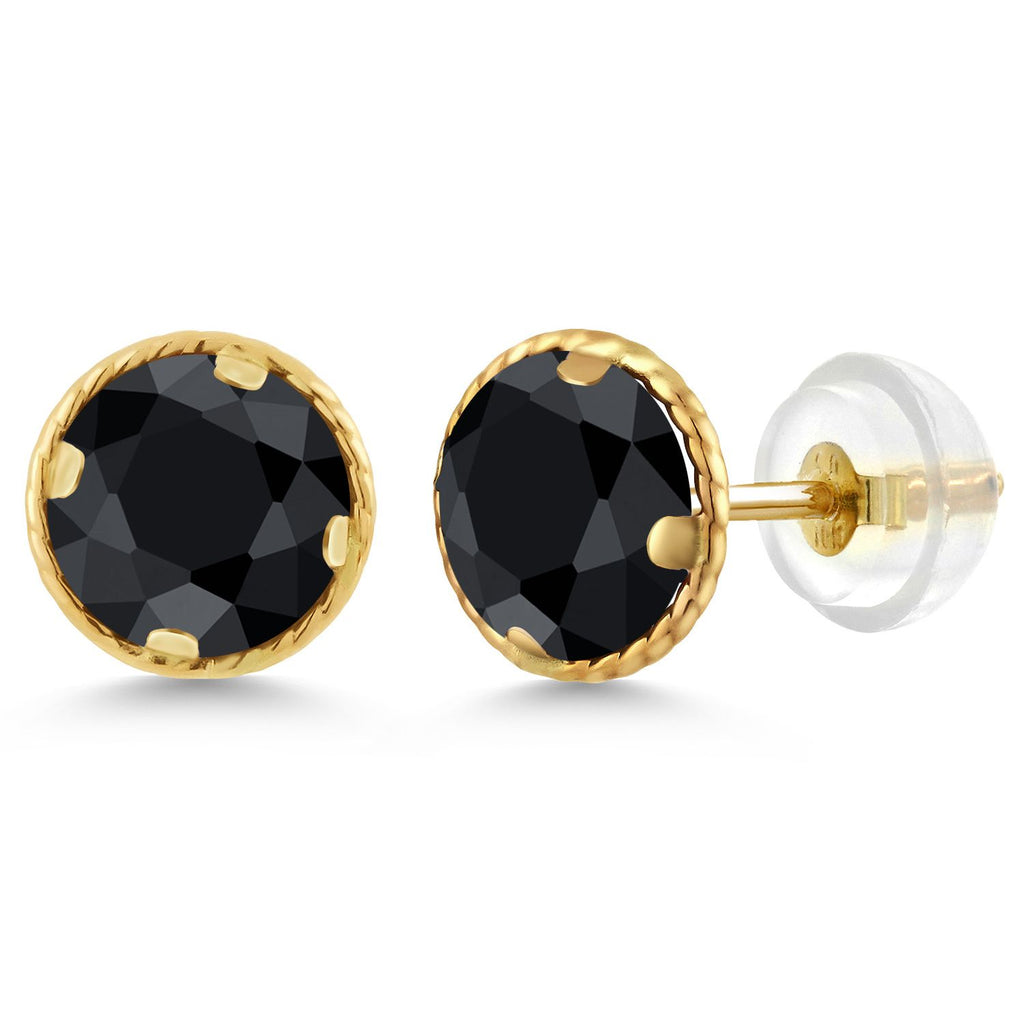 Black Sapphire - September_14K Yellow Gold_Earrings in 14K Yellow Gold