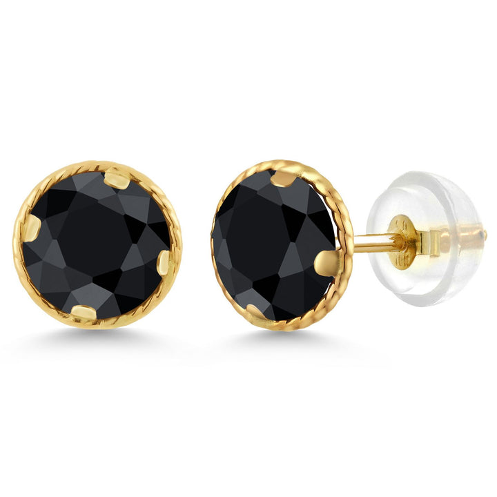 Black Sapphire - September_14K Yellow Gold_Earrings in 14K Yellow Gold