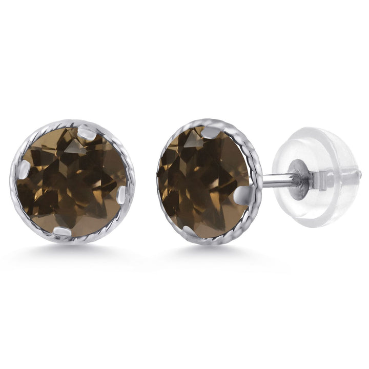 Smoky Quartz_14K White Gold_Earrings in 14K White Gold