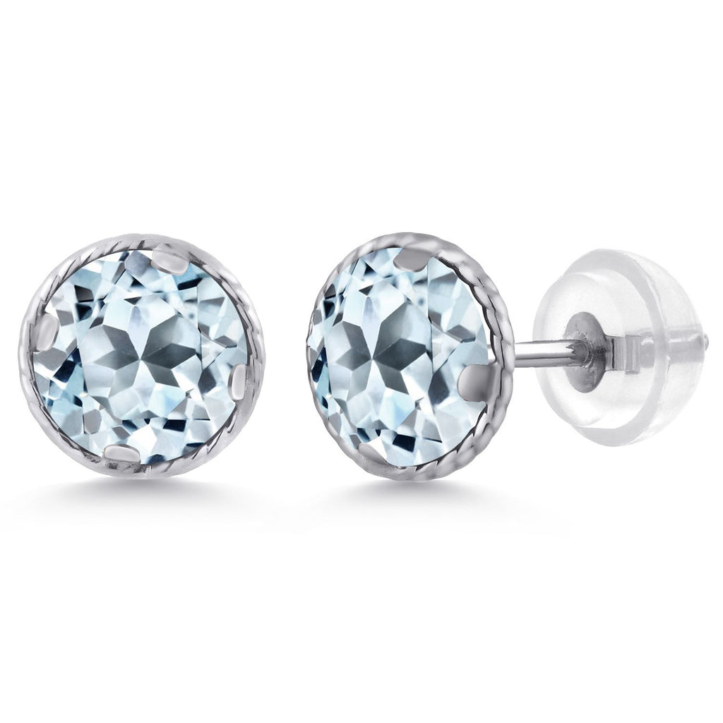 Sky Blue Topaz - November_14K White Gold_Earrings in 14K White Gold