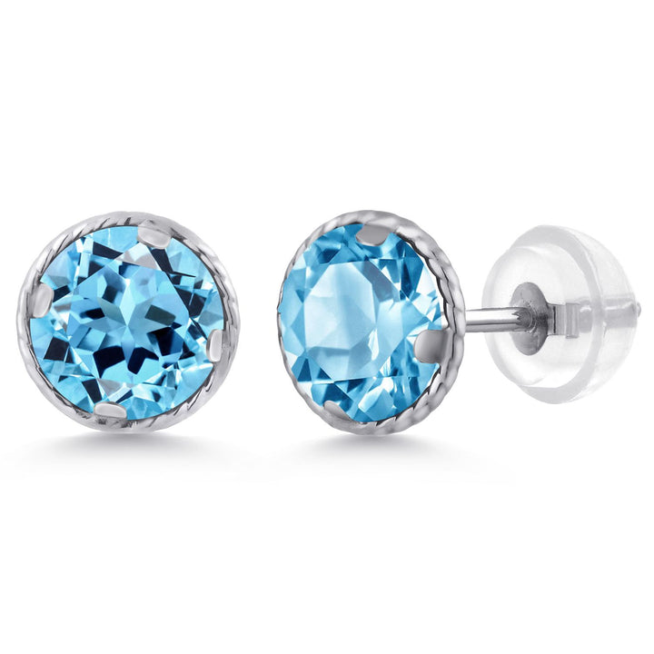 Swiss Blue Topaz - November_14K White Gold_Earrings in 14K White Gold