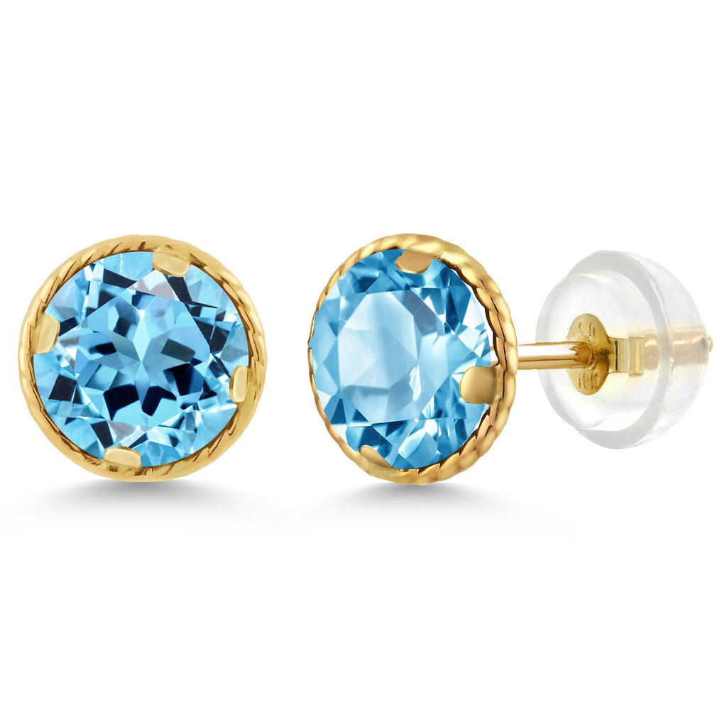 Swiss Blue Topaz - November_14K Yellow Gold_Earrings in 14K Yellow Gold