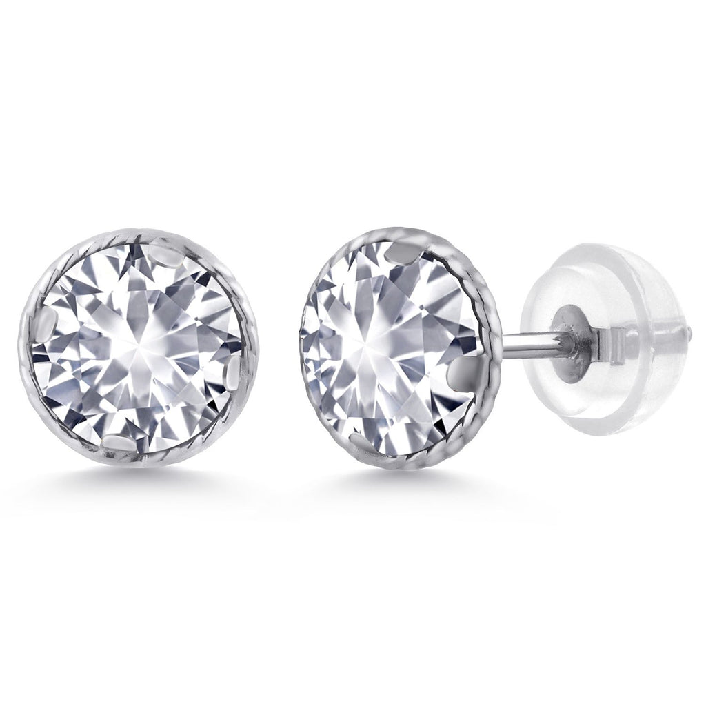 White Created Sapphire - September_14K White Gold_Earrings in 14K White Gold