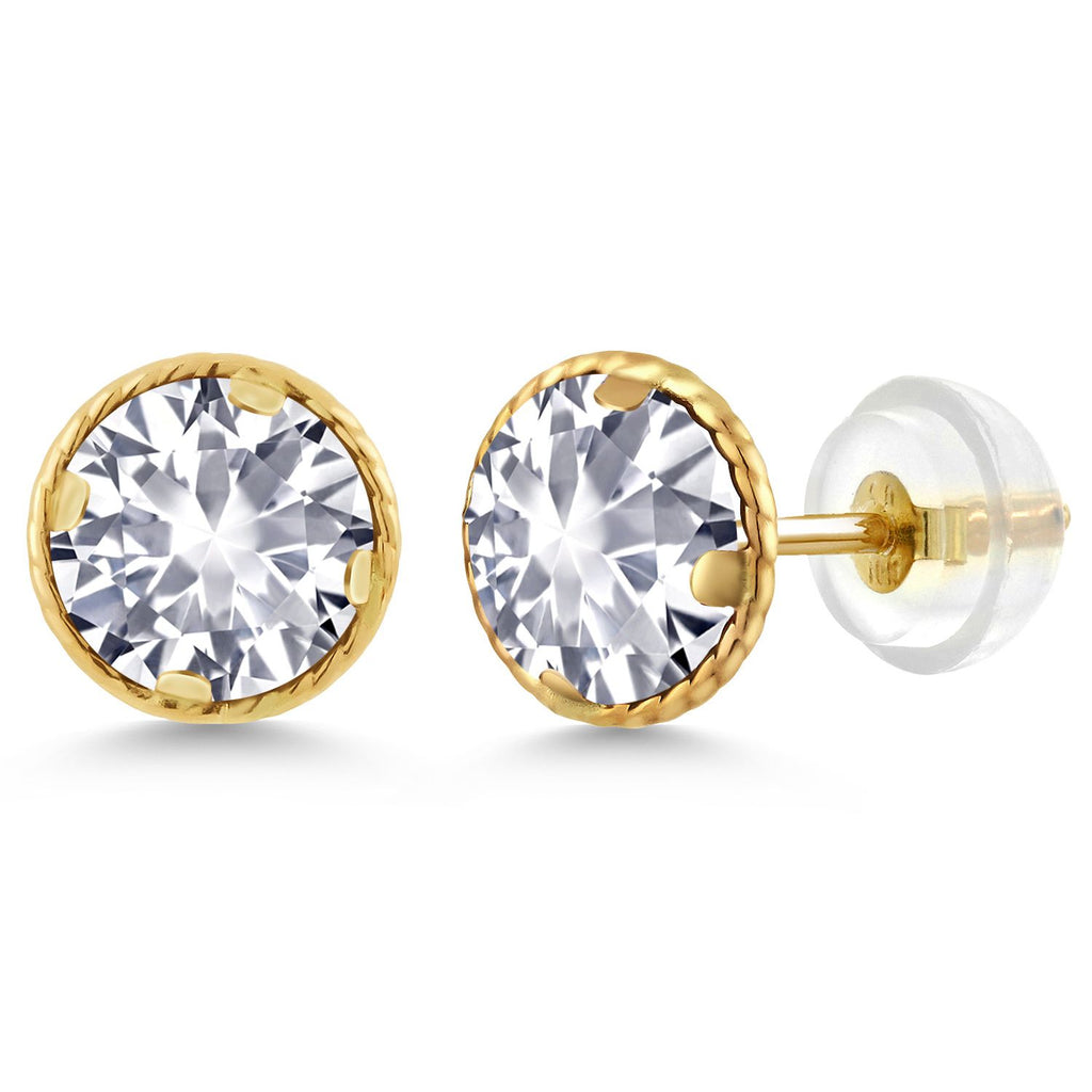 White Created Sapphire - September_14K Yellow Gold_Earrings in 14K Yellow Gold